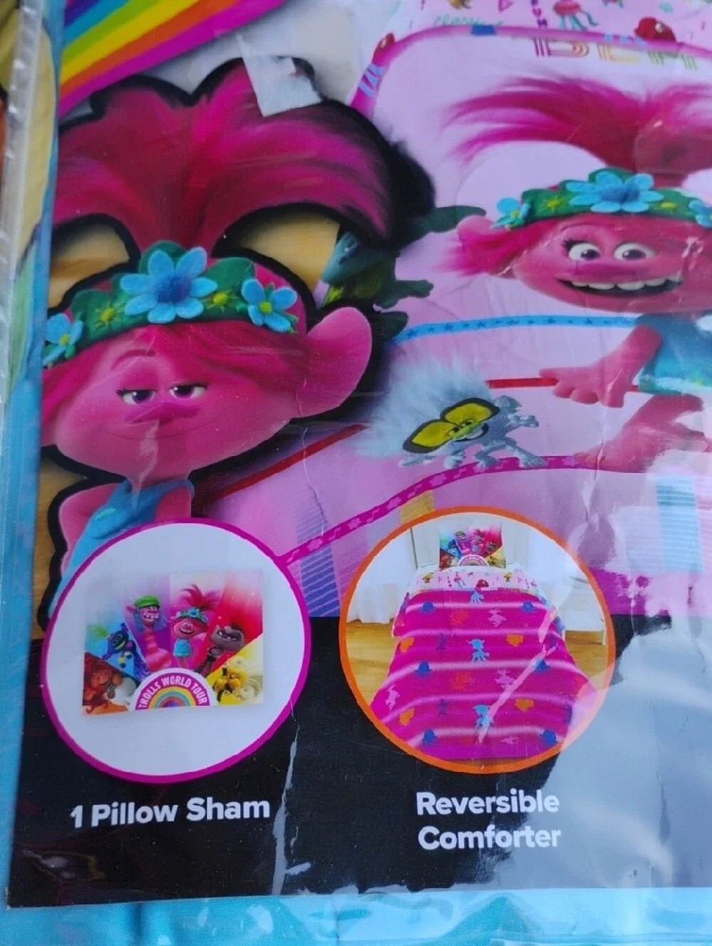 (X-86) Trolls Reversible T/F Comforter & Sham Set